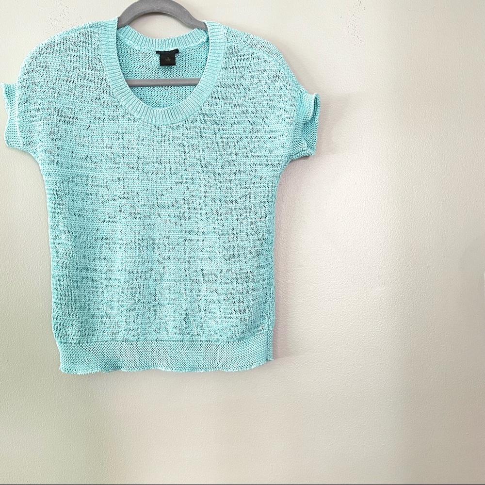 Ann Taylor seafoam green cotton linen knit top sweater